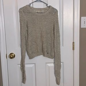 Cropped beige sweater with jewel details🎃